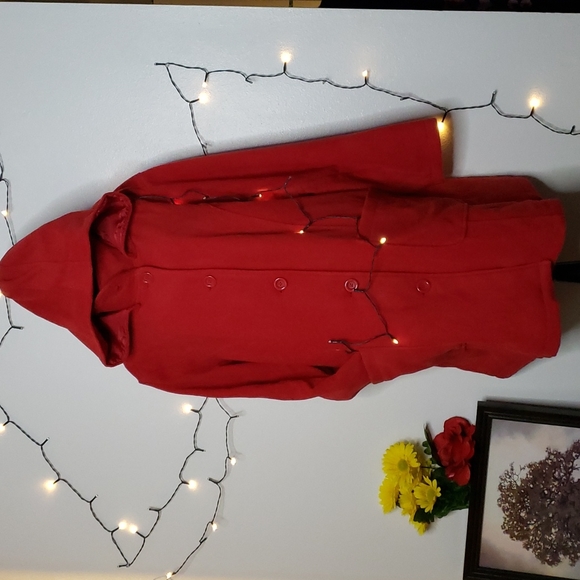 NEW Woman Within Hooded ALine Fleece Coat Red - Picture 8 of 14